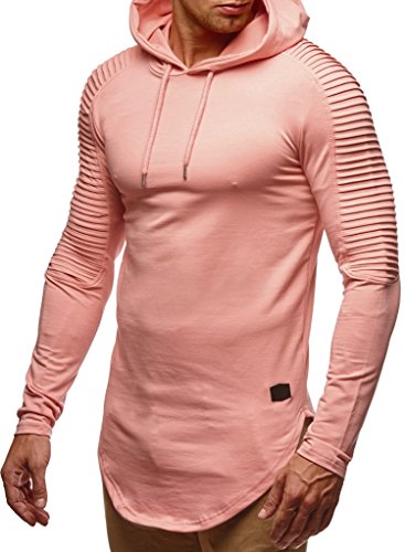 Leif Nelson Herren Kapuzenpullover Slim Fit Baumwolle-Anteil Moderner weißer Herren Hoodie-Sweatshirt-Pulli Langarm Herren schwarzer Pullover-Shirt mit Kapuze LN6369 Lachsrosa XX-Large von Leif Nelson