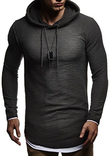 Leif Nelson Herren Kapuzenpullover Slim Fit Baumwolle-Anteil Moderner weißer Herren Hoodie-Sweatshirt-Pulli Langarm Herren schwarzer Pullover-Shirt mit Kapuze LN8120 Anthrazit XX-Large von Leif Nelson