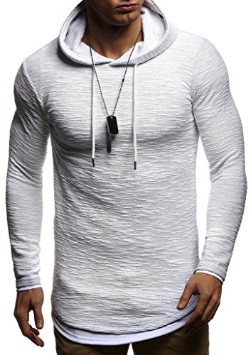 Leif Nelson Herren Kapuzenpullover Slim Fit Baumwolle-Anteil Moderner weißer Herren Hoodie-Sweatshirt-Pulli Langarm Herren schwarzer Pullover-Shirt mit Kapuze LN8120 Grau XX-Large von Leif Nelson