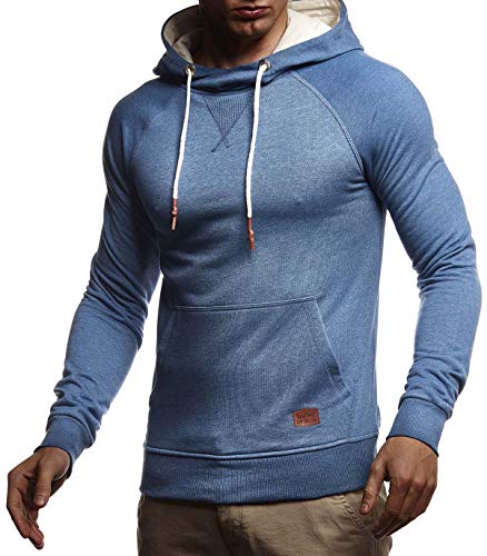 Leif Nelson Herren Pullover Hoodie mit Kapuze Moderner Sweatshirt-Pullover Langarm Sweatshirt Slim Fit LN8125 Indigo XL von Leif Nelson