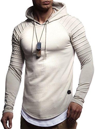 Leif Nelson Herren Kapuzenpullover Slim Fit Baumwolle-Anteil Moderner weißer Herren Hoodie-Sweatshirt-Pulli Langarm Herren schwarzer Pullover-Shirt mit Kapuze LN8155 Signalgrau Small von Leif Nelson