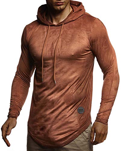 Leif Nelson Herren Kapuzenpullover Slim Fit Moderner Herren weißer Hoodie-Sweatshirt-Pulli Langarm Herren schwarzer Pullover-Shirt mit Kapuze1060;M,Braun von Leif Nelson