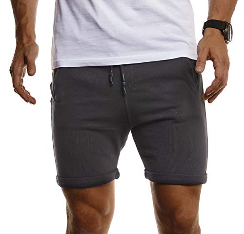 Leif Nelson Herren Kurze Hose Jogging Shorts Kurze Trainingshose Sporthose Slim Fit Männer Kurze Jogginghose Fitnesshose Fitness-Short für Training Sport Bodybuilding LN8316; XXL; Anthrazit von Leif Nelson
