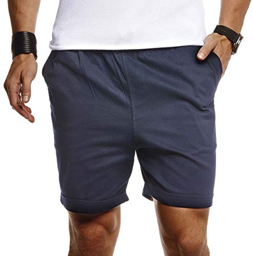 Leif Nelson Herren Kurze Hose für Sommer Slim Fit Kurze Chino Herren Shorts Hose für Männer Kurze Jogginghose Sommer Kurze Chinohose für Freizeit Cargo schwarz Bermuda LN8290 D. Blau Medium von Leif Nelson