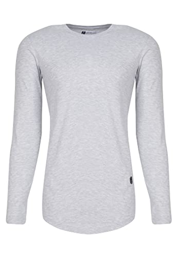 Leif Nelson Herren Langarmshirt Basic Pullover Rundhals-Ausschnitt Slim Fit Longsleeve Rundkragen Männer Pulli Sweatshirt Langarm Crew Neck LN8394; Größe L, Grau Melange von Leif Nelson