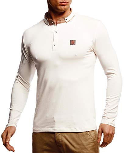 Leif Nelson Herren Langarmshirt Basic Pullover Stehkragen Slim Fit Longsleeve Rundkragen Männer Pulli Sweatshirt Langarm LN55140 Größe XXL Beige Camel Melange von Leif Nelson