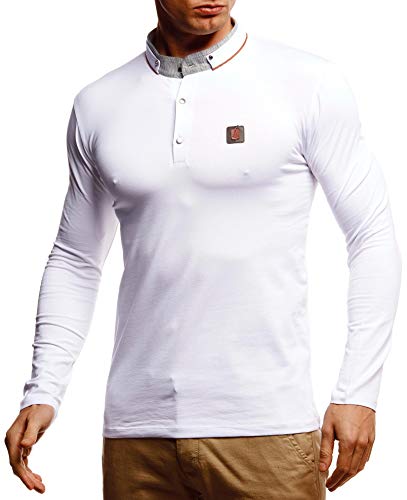 Leif Nelson Herren Langarmshirt Basic Pullover Stehkragen Slim Fit Longsleeve Rundkragen Männer Pulli Sweatshirt Langarm LN55140 Größe XXL Weiss von Leif Nelson