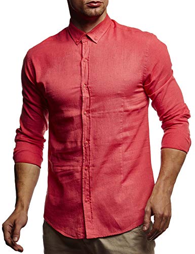Leif Nelson Leinenhemd Herren Sommer Rot Langarm/Freizeit und Business/Regular Fit/Durch Krempeln zum Kurzarm Dank angenähtem Knopf XL Leif Nelson Leinenhemd Herren Sommer Rot Langarm/Freizeit und Business/Regular Fit/Durch Krempeln zum Kurzarm Dank angenähtem Knopf XL von Leif Nelson