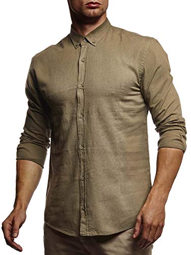 Leif Nelson Leinenhemd Herren Sommer Khaki Langarm/Freizeit und Business/Regular Fit/Durch Krempeln zum Kurzarm Dank angenähtem Knopf Größe M Leif Nelson Leinenhemd Herren Sommer Khaki Langarm/Freizeit und Business/Regular Fit/Durch Krempeln zum Kurzarm Dank angenähtem Knopf Größe M von Leif Nelson