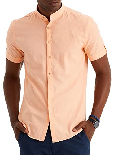 Leif Nelson Leinenhemd Herren Sommer Kurzarm Rosa/Henley Hemd für Freizeit und Business/Gemischt aus Leinen und Baumwolle/Regular Fit Größe XXL Leif Nelson Leinenhemd Herren Sommer Kurzarm Rosa/Henley Hemd für Freizeit und Business/Gemischt aus Leinen und Baumwolle/Regular Fit Größe XXL von Leif Nelson