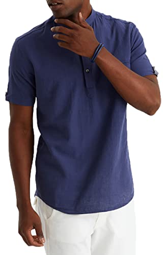 Leif Nelson Leinenhemd Herren Sommer Kurzarm Blau/Henley Hemd für Freizeit und Business/Gemischt aus Leinen und Baumwolle/Regular Fit Größe XXL Leif Nelson Leinenhemd Herren Sommer Kurzarm Blau/Henley Hemd für Freizeit und Business/Gemischt aus Leinen und Baumwolle/Regular Fit Größe XXL von Leif Nelson