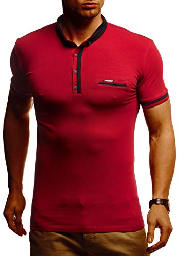 Leif Nelson Sommer Poloshirt Kurzarm Herren T-Shirt Kragen (Rot, Größe XL) - Coole Männer Poloshirts lang Baumwolle - Polo Shirt for Men Tshirt von Leif Nelson