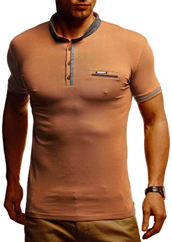 Leif Nelson Sommer Poloshirt Kurzarm Herren T-Shirt Kragen (Braun, Größe XXL) - Coole Männer Poloshirts lang Baumwolle - Polo Shirt for Men Tshirt von Leif Nelson