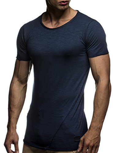 Leif Nelson T-Shirt Herren Sommer Rundhals-Ausschnitt (Blau, Größe M), Regular Fit Herren-T-Shirt 100% Baumwolle, Casual Basic Männer T-Shirt Kurzarm von Leif Nelson