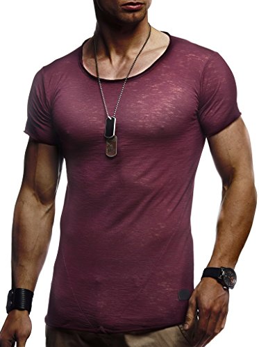 Leif Nelson T-Shirt Herren Sommer Rundhals-Ausschnitt (Rot, Größe XXL), Regular Fit Herren-T-Shirt 100% Baumwolle, Casual Basic Männer T-Shirt Kurzarm von Leif Nelson