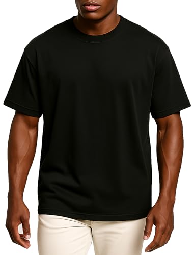 Leif Nelson Herren Oversized T-Shirt, lockeres Shirt aus 100% Baumwolle, Sommer Shirt mit Rundhals-Ausschnitt, Streetwear Look, Kurzarm Basic für Alltag & Freizeit, Schwarz XXL Leif Nelson Herren Oversized T-Shirt, lockeres Shirt aus 100% Baumwolle, Sommer Shirt mit Rundhals-Ausschnitt, Streetwear Look, Kurzarm Basic für Alltag & Freizeit, Schwarz XXL von Leif Nelson