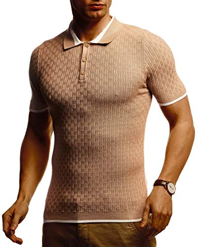 Leif Nelson Herren Polo Shirts Sommer T-Shirt Poloshirt Slim Fit aus Feinstrick Cooles Basic Männer Polo-Shirt Jungen Kurzarmshirt Sweater Kurzarm LN7360 Braun X-Large von Leif Nelson