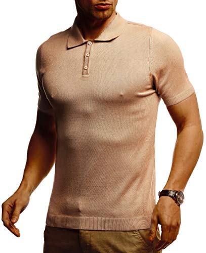 Leif Nelson Herren Polo Shirts Sommer T-Shirt Poloshirt Slim Fit aus Feinstrick Cooles Basic Männer Polo-Shirt Jungen Kurzarmshirt Sweater Kurzarm LN7400 Braun X-Large von Leif Nelson