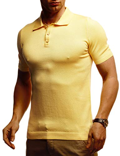 Leif Nelson Herren Polo Shirts Sommer T-Shirt Poloshirt Slim Fit aus Feinstrick Cooles Basic Männer Polo-Shirt Jungen Kurzarmshirt Sweater kurzarm LN7400 Gelb X-Large von Leif Nelson
