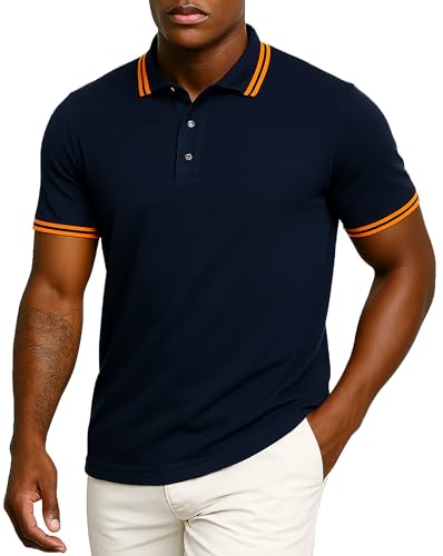 Leif Nelson Herren Poloshirt Slim Fit, 100% Baumwolle Polo Shirt Kurzarm, Klassisches Männer Shirt mit Kragen & Kontraststreifen, Freizeit & Business, Blau Größe S Leif Nelson Herren Poloshirt Slim Fit, 100% Baumwolle Polo Shirt Kurzarm, Klassisches Männer Shirt mit Kragen & Kontraststreifen, Freizeit & Business, Blau Größe S von Leif Nelson