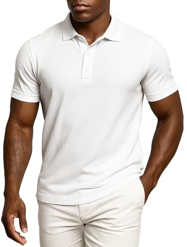 Leif Nelson Herren Poloshirt Slim Fit, Stretch Polo Shirt Kurzarm aus Baumwollmix, Klassisch & Modern, Elastisch, Atmungsaktiv, Pflegeleicht, Weiß Größe M Leif Nelson Herren Poloshirt Slim Fit, Stretch Polo Shirt Kurzarm aus Baumwollmix, Klassisch & Modern, Elastisch, Atmungsaktiv, Pflegeleicht, Weiß Größe M von Leif Nelson