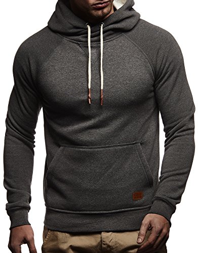 Leif Nelson Herren Pullover Hoodie mit Kapuze Moderner Sweatshirt-Pullover Langarm Sweatshirt Slim Fit LN8125 Anthrazit XX-Large von Leif Nelson