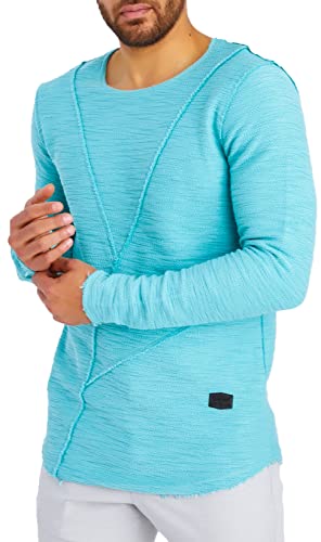 Leif Nelson Herren Pullover Rundhals-Ausschnitt Männer Longsleeve Pulli Sweatshirt Langarmshirt Crew Neck Jungen Langarm Oversize LN-6323 Mint Medium von Leif Nelson