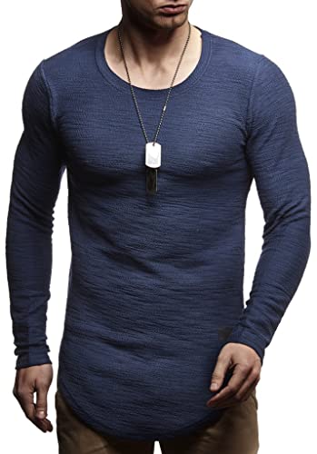 Leif Nelson Herren Pullover Rundhals-Ausschnitt Schwarzer Männer Longsleeve dünner Pulli Sweatshirt Langarmshirt Crew Neck Jungen Hoodie T-Shirt Langarm Oversize LN6298; Größe S; Dunkel Blau von Leif Nelson