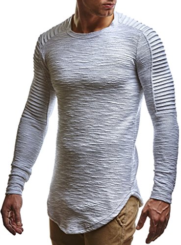 Leif Nelson Herren Pullover Rundhals-Ausschnitt Schwarzer Männer Longsleeve dünner Pulli Sweatshirt Langarmshirt Crew Neck Jungen Hoodie T-Shirt Langarm Oversize LN6326 Grau XX-Large von Leif Nelson