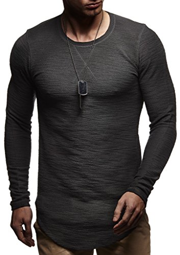 Leif Nelson Herren Pullover Rundhals-Ausschnitt Schwarzer Männer Longsleeve dünner Pulli Sweatshirt Langarmshirt Crew Neck Jungen Hoodie T-Shirt Langarm Oversize LN8133 Anthrazit X-Large von Leif Nelson