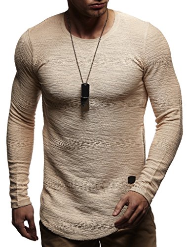 Leif Nelson Herren Pullover Rundhals-Ausschnitt Schwarzer Männer Longsleeve dünner Pulli Sweatshirt Langarmshirt Crew Neck Jungen Hoodie T-Shirt Langarm Oversize LN8133 Beige XX-Large von Leif Nelson