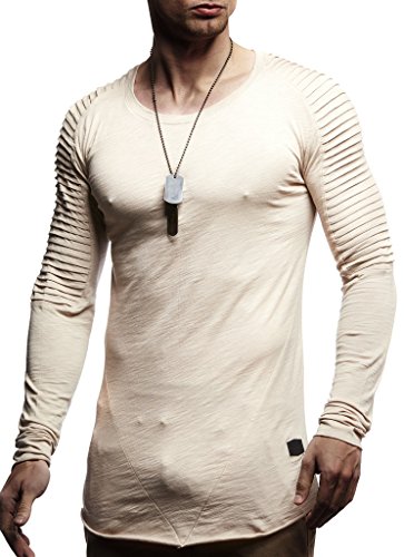 Leif Nelson Herren Pullover Rundhals-Ausschnitt Schwarzer Männer Longsleeve dünner Pulli Sweatshirt Langarmshirt Crew Neck Jungen Hoodie T-Shirt Langarm Oversize LN8170 Beige XX-Large von Leif Nelson