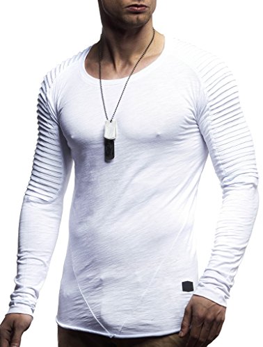 Leif Nelson Herren Pullover Rundhals-Ausschnitt Schwarzer Männer Longsleeve dünner Pulli Sweatshirt Langarmshirt Crew Neck Jungen Hoodie T-Shirt Langarm Oversize LN8170 Weiss Small von Leif Nelson