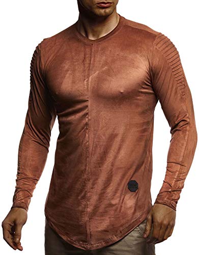 Leif Nelson Herren Pullover Rundhals-Ausschnitt Slim Fit Moderner Männer Pulli Sweatshirt Langarm Crew Neck Herren Hoodie-T-Shirt Langarm in Braun1059;S,Braun von Leif Nelson