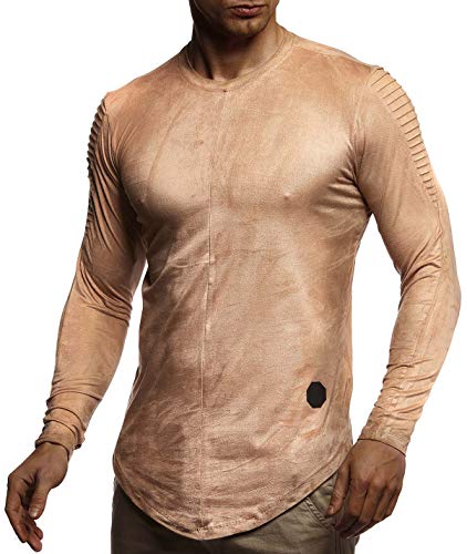 Leif Nelson Herren Pullover Rundhals-Ausschnitt Slim Fit Moderner Männer Pulli Sweatshirt Langarm Crew Neck Herren Hoodie-T-Shirt Langarm in Camel1059;XL,Camel von Leif Nelson