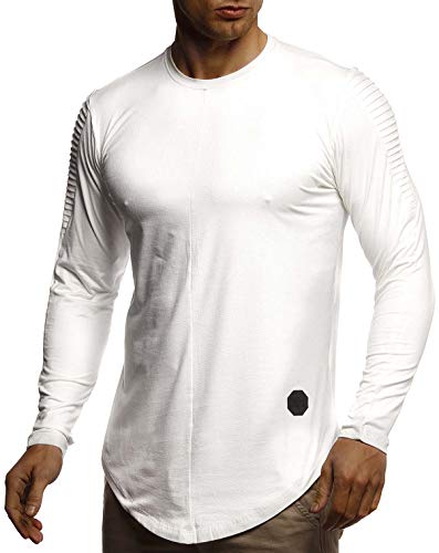 Leif Nelson Herren Pullover Rundhals-Ausschnitt Slim Fit Moderner Männer Pulli Sweatshirt Langarm Crew Neck Herren Hoodie-T-Shirt Langarm in Weiss1059; Größe XXL; Weiss von Leif Nelson