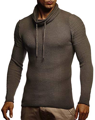 Leif Nelson Herren Pullover Slim Fit Rollkragen Strick-Rollkragenpullover Moderner Longsleeve LN20747; L; Khaki von Leif Nelson