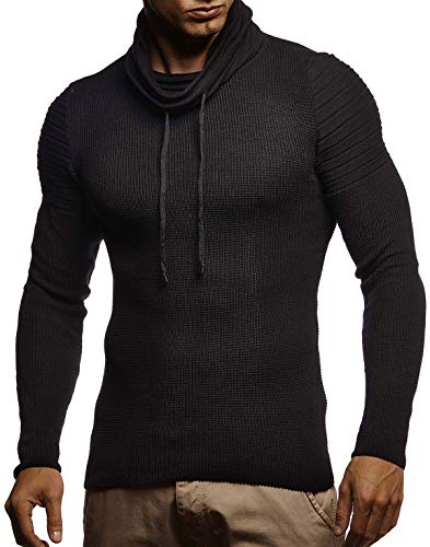 Leif Nelson Herren Pullover Slim Fit Rollkragen Strick-Rollkragenpullover Moderner Longsleeve LN20747; M; Schwarz von Leif Nelson