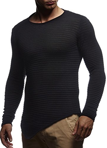 Leif Nelson Herren Pullover Strickpullover Hoodie Sweatshirt Longsleeve Rundhals Sweatpullover LN20735; Gr__e M, Schwarz von Leif Nelson