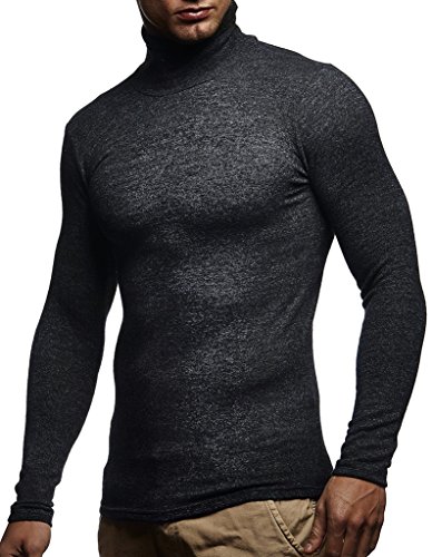 Leif Nelson Herren Pullover V-Ausschnitt Slim Fit Schwarzer Männer Longsleeve dünner Pulli Sweatshirt Langarmshirt Jungen Hoodie T-Shirt Langarm Oversize LN8117 Anthrazit Small von Leif Nelson