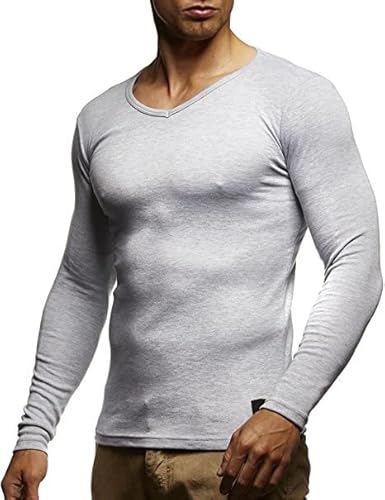 Leif Nelson Herren Pullover V-Ausschnitt Slim Fit Schwarzer Männer Longsleeve dünner Pulli Sweatshirt Langarmshirt Jungen Hoodie T-Shirt Langarm Oversize WI2 Grau XXL von Leif Nelson