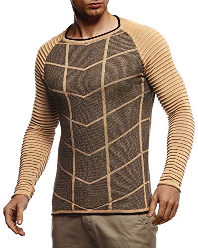 Leif Nelson Strickpullover Herren Rundhals (Beige, Größe XXL) - Dünner Männer Strick Pullover für Winter & Sommer - Coole Crewneck Männer Pullover von Leif Nelson