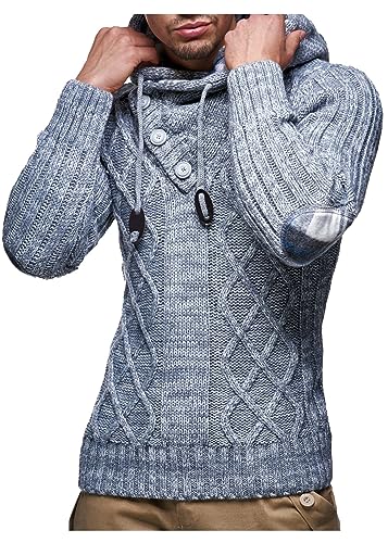 Leif Nelson Herren Strickpullover mit Kapuze in Dunkel Grau XL/Hochwertiger Winterpullover in Regular Fit, ideal für Casual und Business, Langarm von Leif Nelson