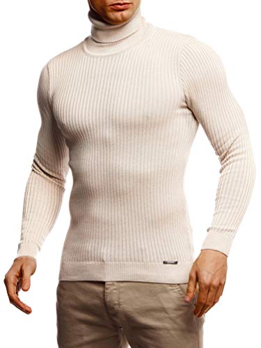 Leif Nelson Rollkragenpullover Herren Beige XXL Strickpullover - Cooler Männer Pullover Rollkragen - Dünner Männer Strick Pullover Winter & Sommer von Leif Nelson