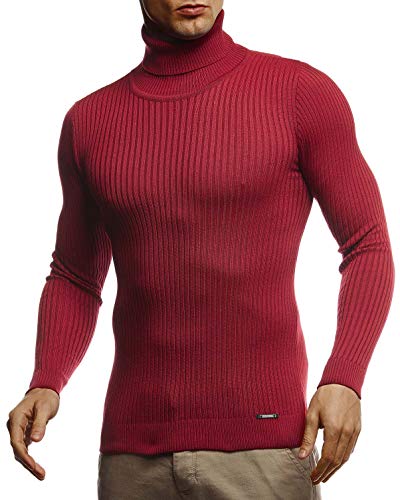 Leif Nelson Rollkragenpullover Herren Weinrot L Strickpullover - Cooler Männer Pullover Rollkragen - Dünner Männer Strick Pullover Winter & Sommer von Leif Nelson