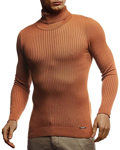 Leif Nelson Rollkragenpullover Herren Braun 4XL Strickpullover - Cooler Männer Pullover Rollkragen - Dünner Männer Strick Pullover Winter & Sommer von Leif Nelson