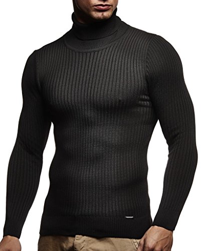 Leif Nelson Rollkragenpullover Herren Schwarz 4XL Strickpullover - Cooler Männer Pullover Rollkragen - Dünner Männer Strick Pullover Winter & Sommer von Leif Nelson