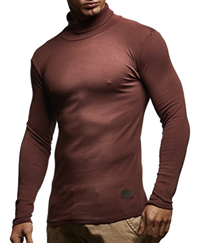 Leif Nelson Herren Rollkragenpullover Pullover Rollkragen Hoodie Slim Fit (Braun; Large) von Leif Nelson