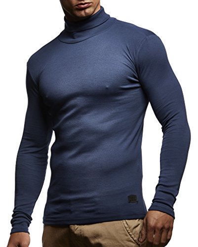 Leif Nelson Herren Rollkragenpullover Pullover Rollkragen Hoodie Slim Fit (Dunkel Blau; XX-Large) von Leif Nelson