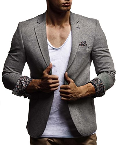 Leif Nelson Herren Sakko Blazer sportlich Slim Fit Modern Hemd T-Shirt Schwarz Blau Anthraztit LN4007 ; Größe 3XL, Anthrazit von Leif Nelson